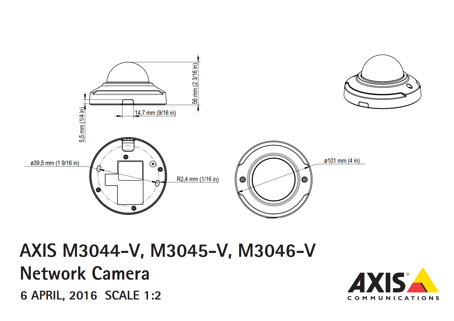 Axis 3045-V Dimensions