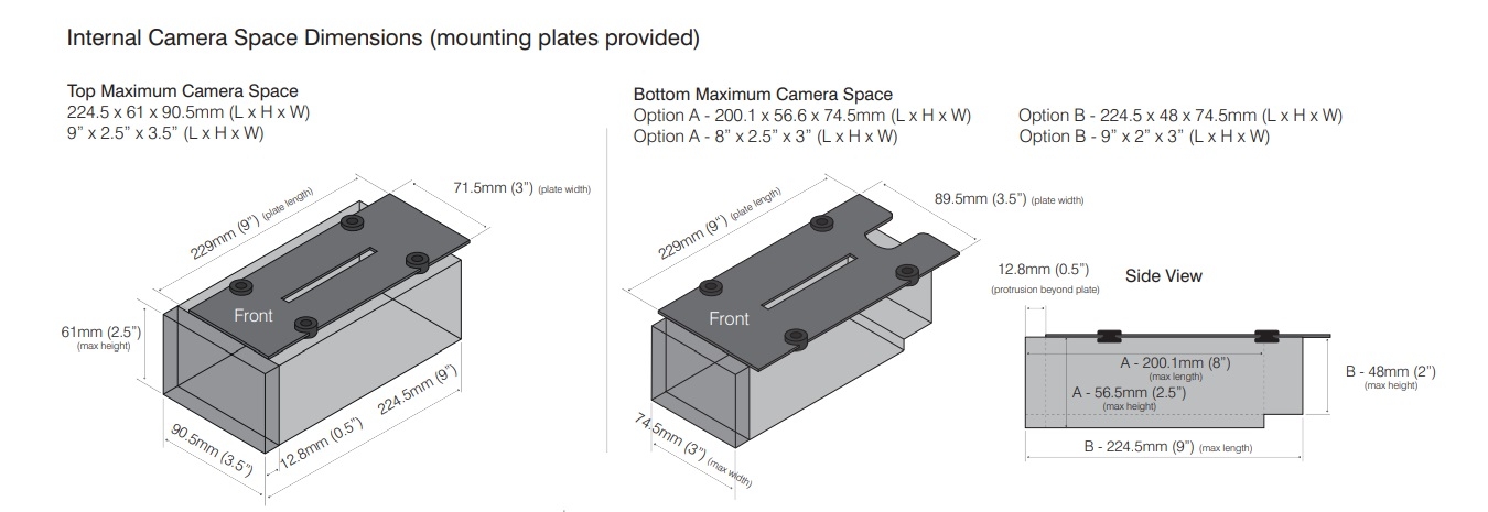 VAR2-VLK-i4-2 camera housing dimensions